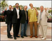 Pixar Animation Studios head Edwin Catmull, director Bob Peterson, producer Jonas Rivera, director Pete Docter and exec producer John Lasseter 