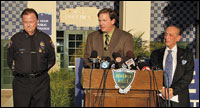 Beverly Hills police chief Dave Snowden, Sgt. Mike Publicker and mayor Jimmy Delshad hold a press conference on Ronni Chasen.