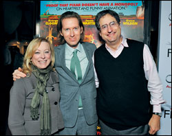 Nancy Utley, Tom Rothman and Wes Anderson