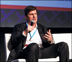 Michael V. Lewis, chairman-CEO and co-founder of Real D, held a “fireside chat” on the opening day of the three-day summit. 