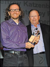 Dreamworks Animation’s Phil “Captain 3D” McNally and conference chairman Bob Dowling at the 3D Summit 