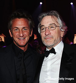 Sean Penn and Robert De Niro at Thursday night's AmFAR benefit in Antibes.