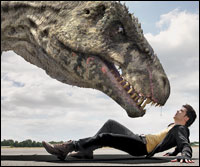 In 'Primeval,' ferocious prehistoric and futuristic creatures appear through wormhole time portals