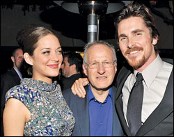 'Public Enemies' director Michael Mann is flanked by film's Marion Cotillard and Christian Bale at Tuesday's premiere.