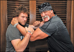 Sam Worthington and Hulk Hogan at the IGN/Saints Row event 
