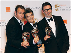 Best Actor Jean Dujardin, producer Thomas Langmann and helmer Michel Hazanavicius from the film ‘The Artist’