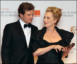 Colin Firth examines Meryl Streep’s BAFTA Award for actress