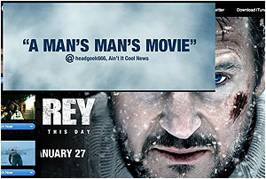Open Road Films has added blurbs from Twitter accounts to a trailer for its new film, 'The Grey.'