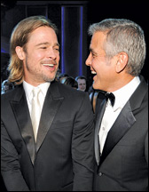 Pitt and Clooney promoted their pics with flair and self-deprecating humor.