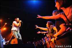 Pearl Jam Performs live at the Gibson Amphitheater.