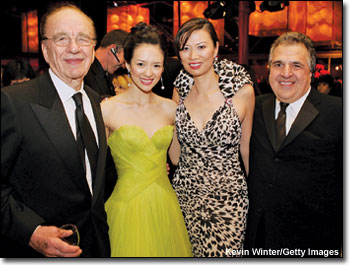 Rupert Murdoch, Ziyi Zhang, Wendi Deng Murdoch and Jim Gianopulos