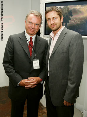 Sam Neill and '300' star Gerard Butler at the pic's premiere in Berlin.