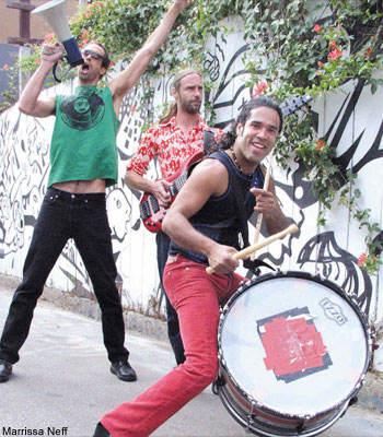  Bat Makumba , the San Francisco band of two Brazilian natives and an American bassist, delivers tropicalia and forro filtered through ska and punk rock and clothed in a party atmosphere. 