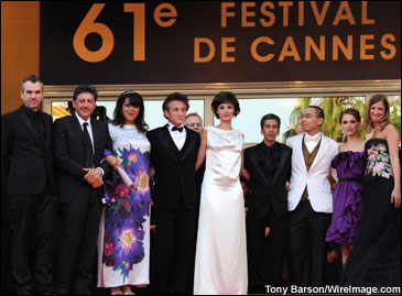 From left: Jury members Alfonso Cuaron, Sergio Castellitto, Marjane Satrapi, Sean Penn, Jeanne Balibar, Rachid Bouchareb, Apichatpong Weerasethakul, Natalie Portman and Alexandra Maria Lara at the 'Blindness' premiere -- Cannes International Film Festival
