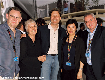 Peter Boisseau, Heather Mansfield, Niels Teves, Ada Cheng and Lee Beasley at Fortissimo's corporate beach bash -- Cannes, France -- May 19, 2008