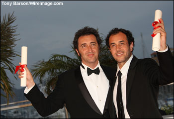 Jury Prize winner director Paolo Sorrentino, left, for the film 'Il Divo' and Grand Prix winner director Matteo Garrone for the film 'Gomorrah' at the Cannes Film Festival -- May 25, 2008