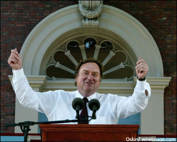Tim Russert speaks at Harvard University in Cambridge, Massachusetts -- June 8, 2005