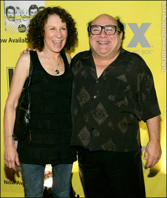 Actress Rhea Perlman and her husband, actor Actor Danny DeVito (R) arrive at launch party for Season 4 of 'It's Always Sunny In Philadelphia" and Season 3 DVD release at STK on September 10, 2008 in Los Angeles, California.