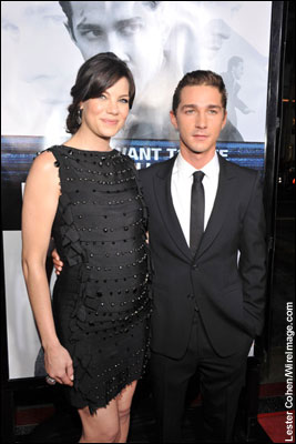 Michelle Monaghan and Shia LaBoeuf pose on the red carpet at the Los Angeles premiere of 'Eagle Eye.' &bull; Review: 'Eagle Eye' 