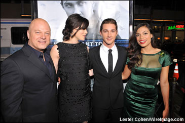 'Eagle Eye' actors Michael Chiklis , Michelle Monaghan, Shia LaBeouf and Rosario Dawson at the Tuesday premiere. &bull; Review: 'Eagle Eye' 