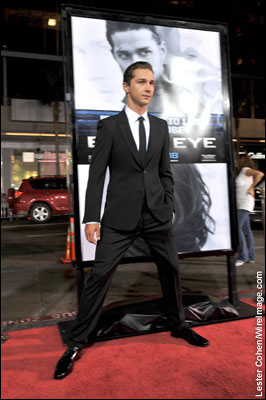 'Eagle Eye' star Shia LaBeouf plays with photogs at the pic's L.A. premiere. &bull; Review: 'Eagle Eye' 