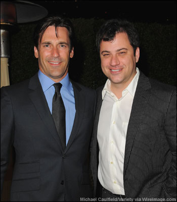 'Mad Men's' Jon Hamm with Jimmy Kimmel at the 2nd annual Evening Before party sponsored by Variety and benefiting the Motion Picture & Television Fund in Century City on Saturday.