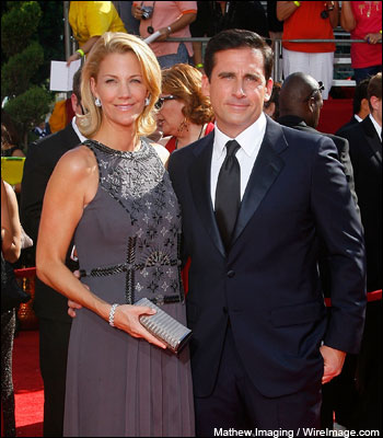 Actor in a comedy nominee Steve Carell and wife Nancy Walls arrive at the 60th Primetime Emmy Awards at the Nokia Theatre on September 21, 2008 in Los Angeles, California. Full Emmys coverage 