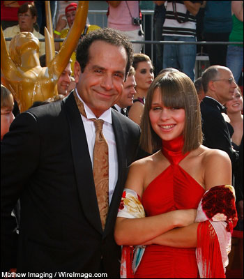 Actor in a comedy nominee Tony Shalhoub and guest arrive at the 60th Primetime Emmy Awards held at the Nokia Theatre on September 21, 2008 in Los Angeles, California. Full Emmys coverage 