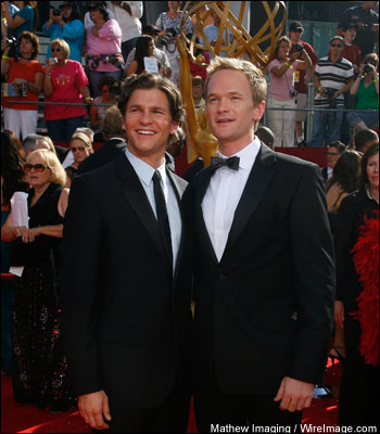 Supporting actor in a comedy nominee Neil Patrick Harris (right) and David Burtka arrive at the 60th Primetime Emmy Awards at the Nokia Theatre on September 21, 2008 in Los Angeles, California. Read more 