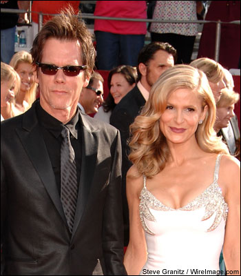 Actor Kevin Bacon and actress in a drama nominee Kyra Sedgwick arrive at the 60th Primetime Emmy Awards at the Nokia Theatre on September 21, 2008 in Los Angeles, California. Full Emmys coverage 