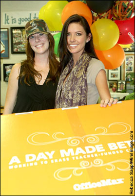 Teacher Cozette Petitt and Audrina Patridge at OfficeMax's 'A Day Made Better' with Audrina Patridge at El Dorado High School in Placentia, CA -- October 2, 2008