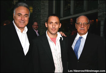 Producer Ehud Bleiberg, scriptwriter Noah Stollman and director Paul Schrader arrive for the 'Adam Resurrected' film premiere held at the Isabel Bader Theatre on September 10, 2008 in Toronto, Canada.