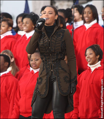 Beyonce attends the Opening Celebration for the 56th Presidential Inauguration at the Lincoln Memorial in Washington, D.C. -- January 18, 2009
