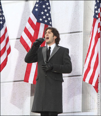 Josh Groban performs during the Opening Celebration for the 56th Presidential Inauguration at the Lincoln Memorial in Washington, D.C. -- January 18, 2009