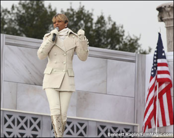 Mary J. Blige performs during the Opening Celebration for the 56th Presidential Inauguration at the Lincoln Memorial in Washington, D.C. -- January 18, 2009
