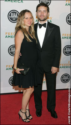Tobey Maguire and wife Jennifer Meyer-Maguire attends the RIAA and Feeding America Inauguration Charity Ball at Ibiza in Washington, D.C. -- January 20, 2009