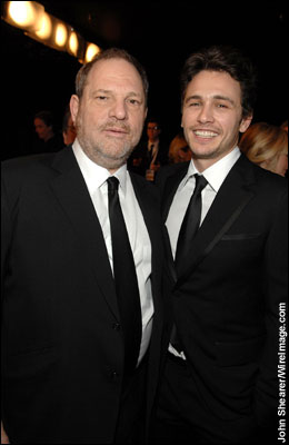 Producer Harvey Weinstein with 'Milk' actor James Franco.