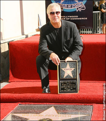 Actor William Petersen shows off his star on the Hollywood Walk of Fame.