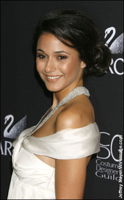 Actress Emmanuelle Chriqui arrives at the 11th Annual Costume Designers Guild Awards at the Four Seasons Beverly Wilshire Hotel on February 17, 2009 in Beverly Hills, California.