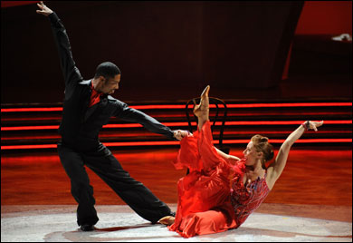 Contestants Will Wingfield, left, and Jessica King perform a Tango choreographed by Hunter Johnson.