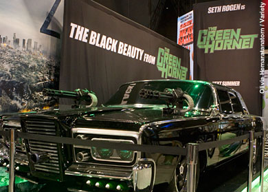 The Green Hornet's car was unveiled at the Sony booth on Wednesday night.