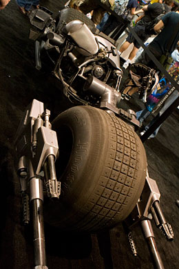 Batman's batpod from 'The Dark Knight' was on display at the Mattel booth.