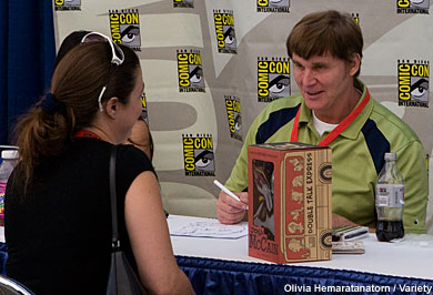 Creator of 'The Ren & Stimpy Show' and 'The Ripping Friends' John Kricfalusi meets with fans on Friday.