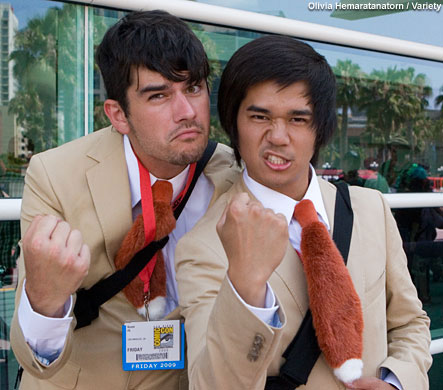 These guys handed out foxtail ties to promote Wes Anderson's 'The Fantastic Mr. Fox.' The Roald Dahl adaptation is set for a November release. &bull; 'Fantastic Mr. Fox' trailer 