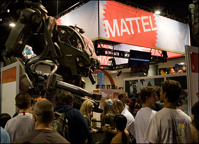 'Avatar's' A.M.P. suit is on display at the Mattel booth.