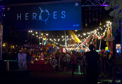 NBC also set up a carnival with food, games and prizes to promote 'Heroes.'