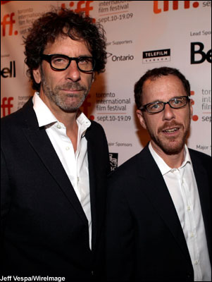 Directors Joel Coen and Ethan Coen attend the 'A Serious Man' bow held at the Elgin Theatre in Toronto.