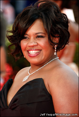 'Grey's Anatomy' supporting actress nominee Chandra Wilson poses for pictures.