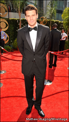 'Bones' star David Boreanaz arrives at the 61st Primetime Emmy Awards.