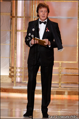 Presenter Paul McCartney on stage during the 67th annual Golden Globe Awards held at the Beverly Hilton Hotel on January 17, 2010.